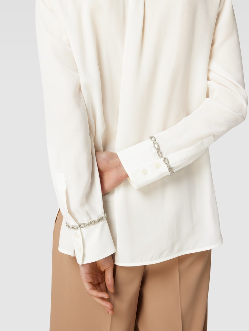 Bluse aus Seide mit verdeckter Knopfleiste Modell 'CELEBRE' in offwhite