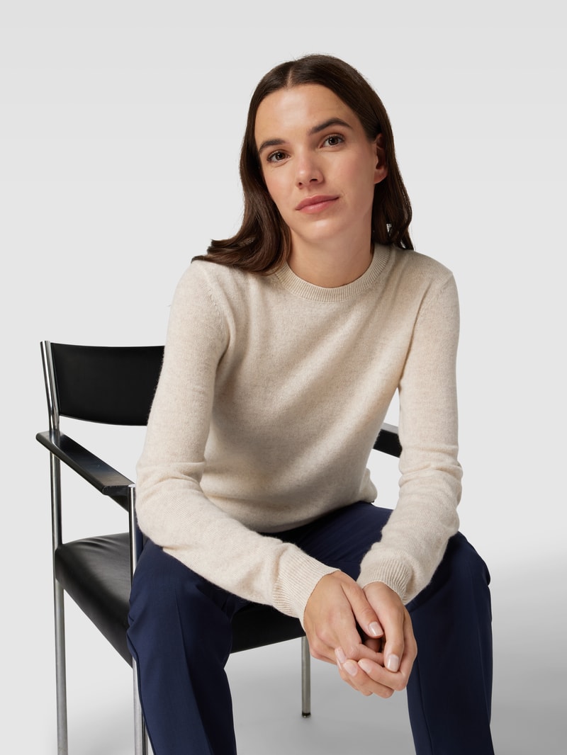 Kaschmirpullover in melierter Optik in beige meliert