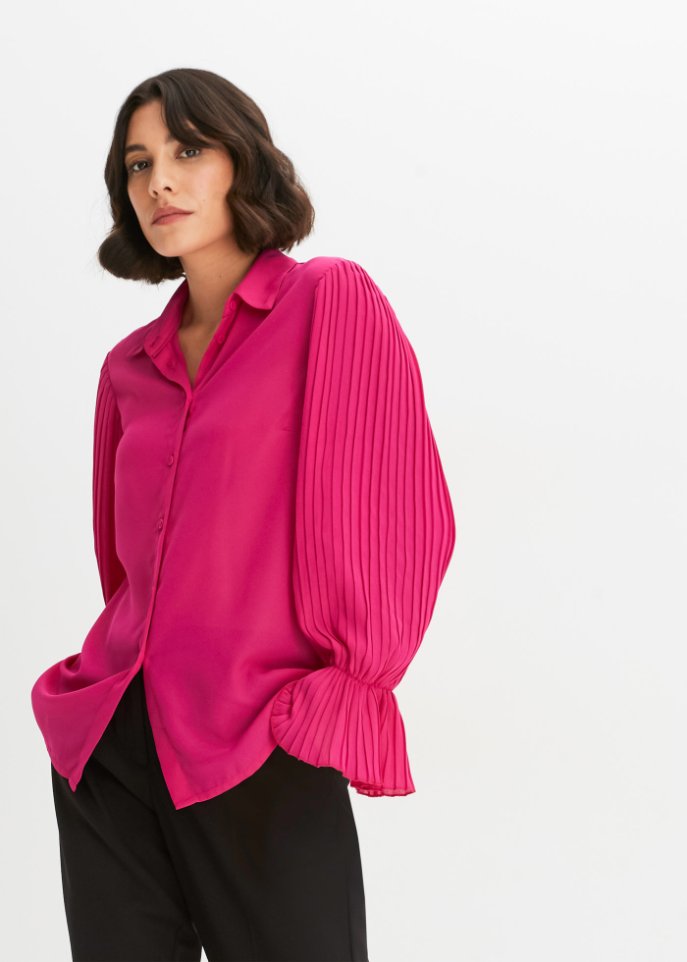 Bluse mit Plissee-Ärmeln