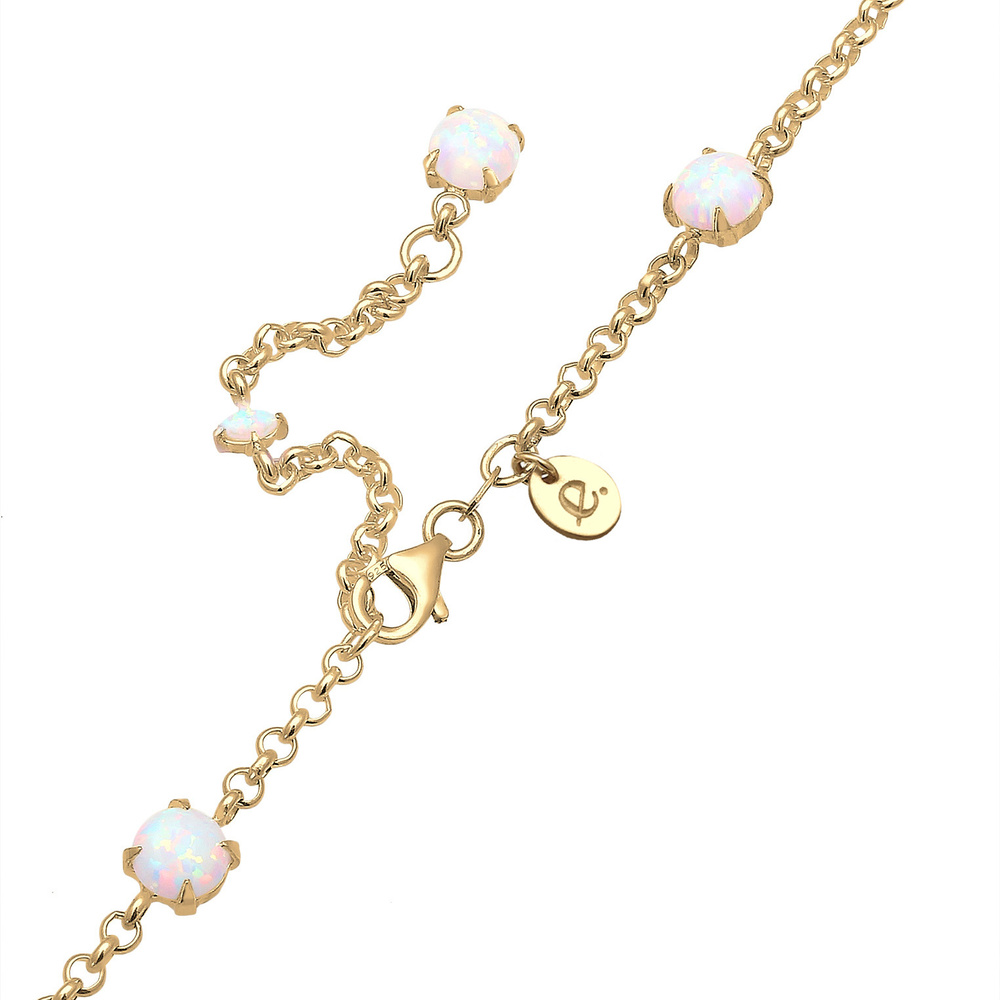 Elli PREMIUM Elli PREMIUM Collier Erbskette Synthetischer Opal Stein 925 Silber collier