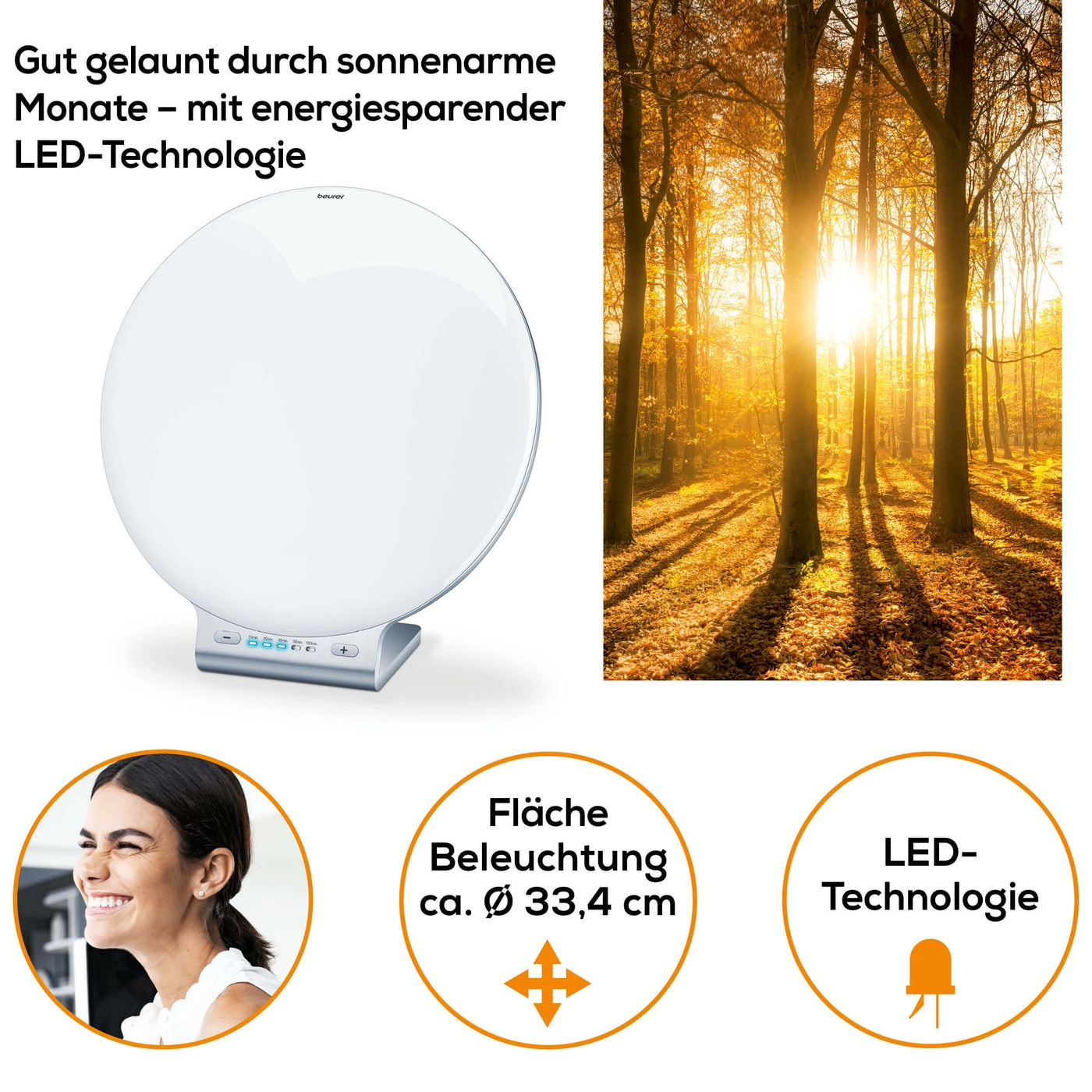 Beurer Tageslichtlampe TL 100-2-in-1 Tageslichtlampe & Stimmungslampe mit einfacher Bedienung durch App