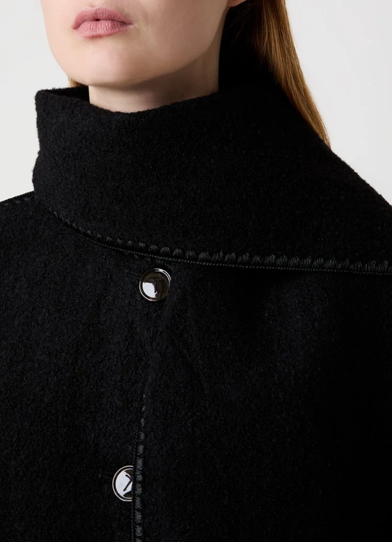 TOTEME Coat in wool blend with shawl collar and fringes