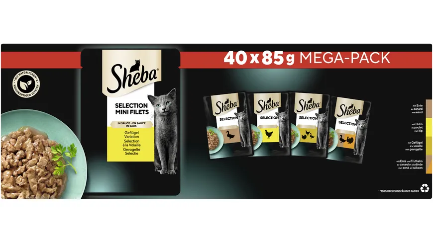 Sheba Katzennassfutter Selection in Sauce Geflügel Vorratspack 3.4 kg