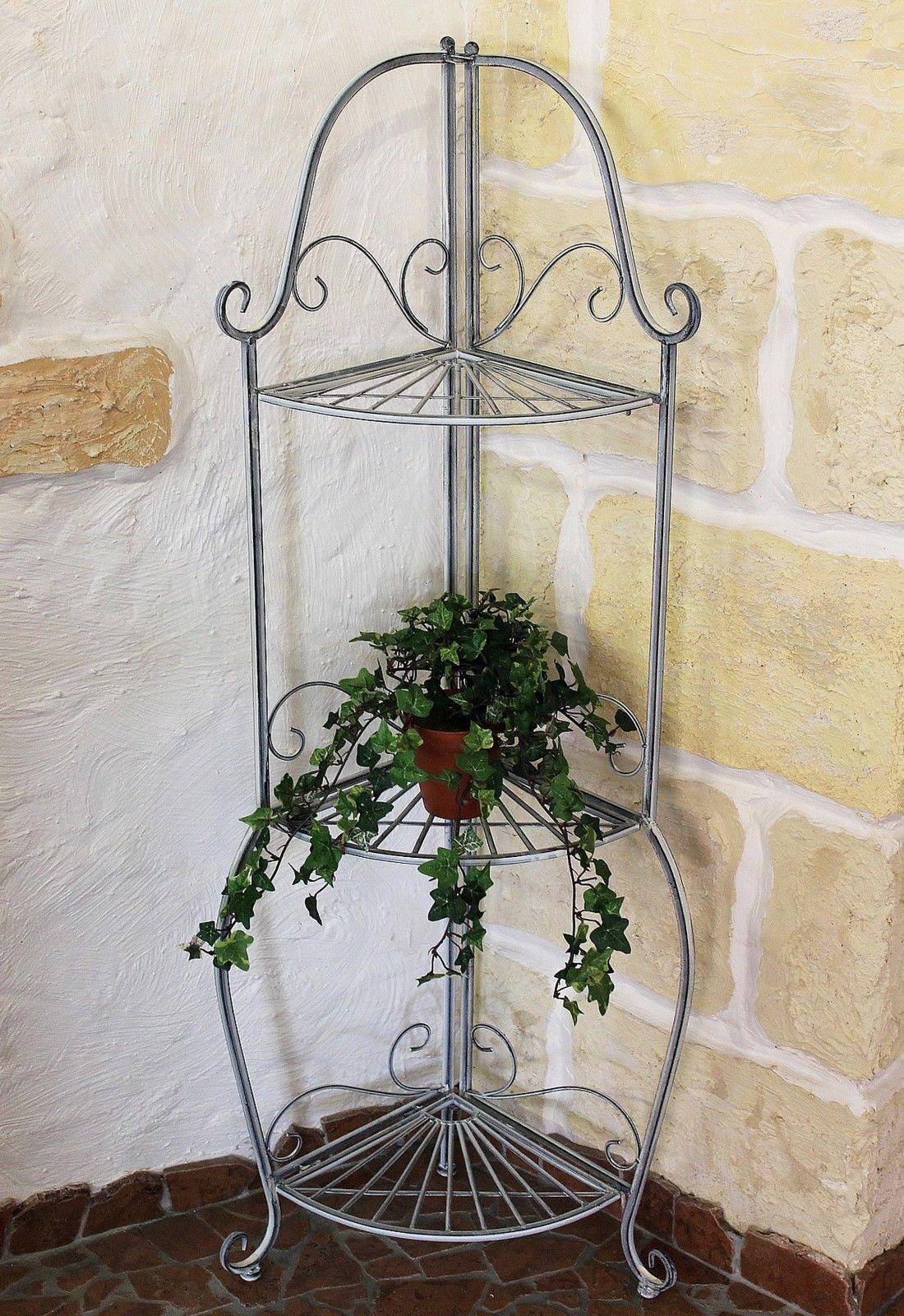 DanDiBo Eckregal Eckregal Romance 20113 Regal aus Metall 125 cm Badregal Antik Grau Küchenregal