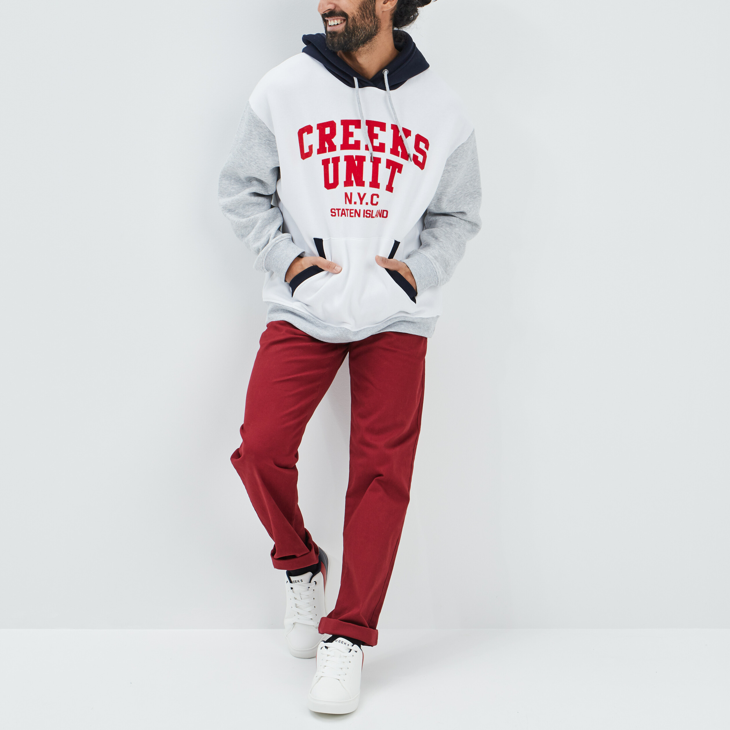 Sweat à capuche hoodie Creeks ivoire homme | La Halle