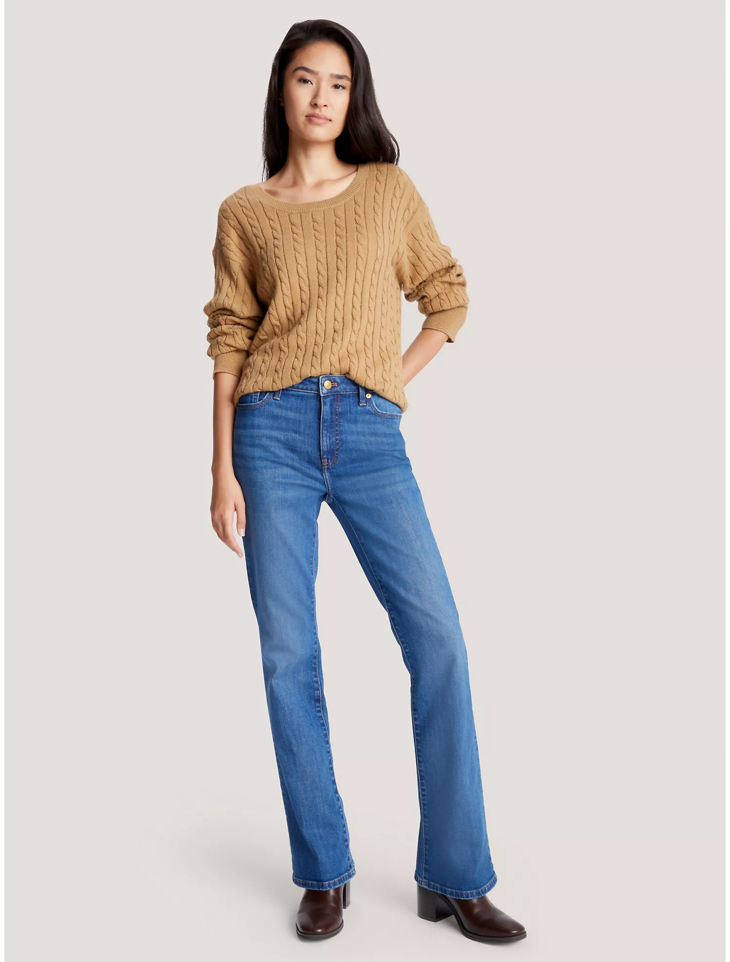 Relaxed Fit Cable Knit Sweater