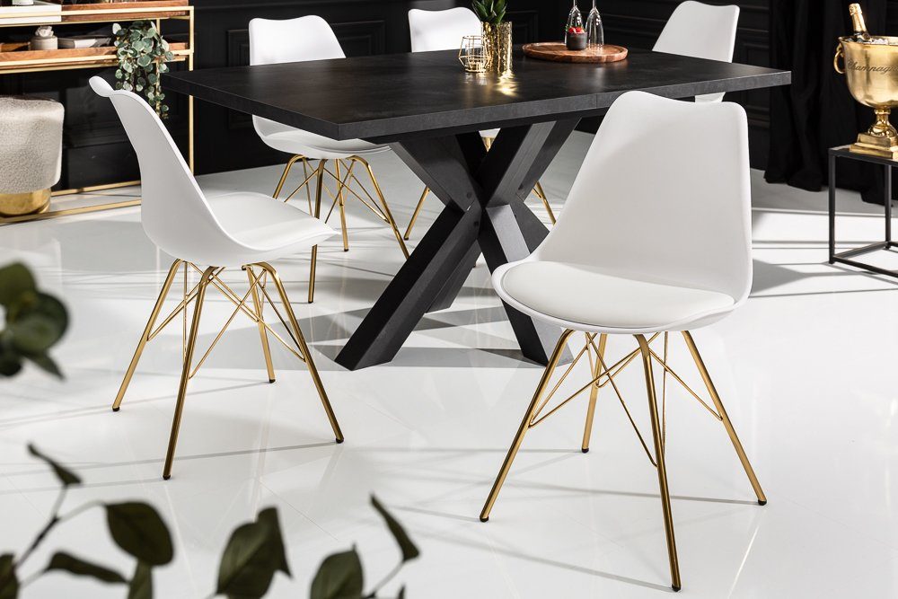 riess-ambiente Polsterstuhl SCANDINAVIA MEISTERSTÜCK weiß / gold (Einzelartikel, 1 St), Esszimmer · Kunstleder · Metall · Retro Design