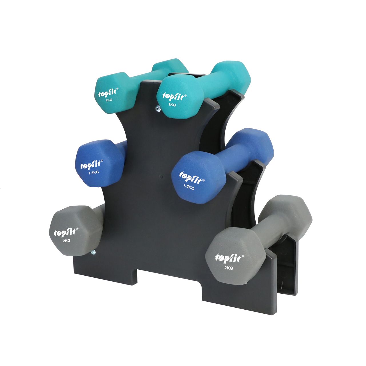 TOPFIT Hantel 6er Set 1 kg, 1.5 kg, 2 kg