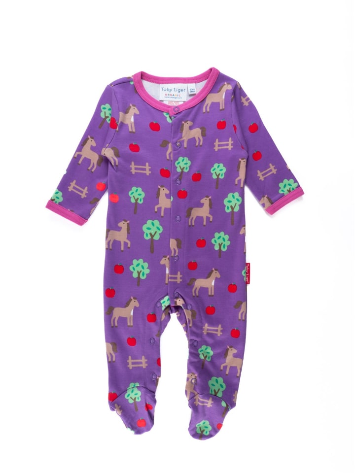 Toby Tiger Schlafanzug mit Pferde Print in lila günstig kaufen