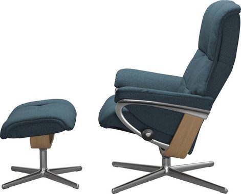 Stressless® Relaxsessel Mayfair (Set, Relaxsessel mit Hocker), mit Hocker, mit Cross Base, Größe S, M & L, Holzakzent Eiche