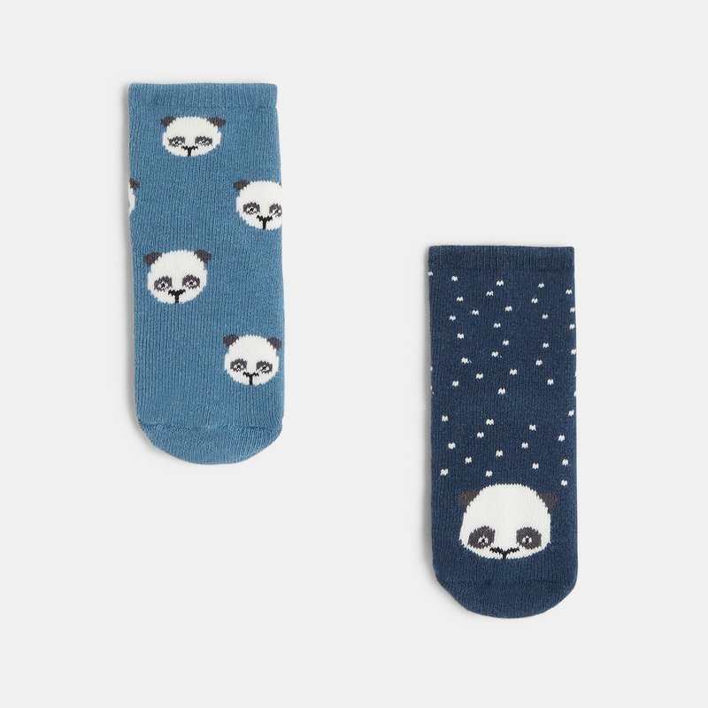 Chaussettes anti-glisse bleues bébé garçon