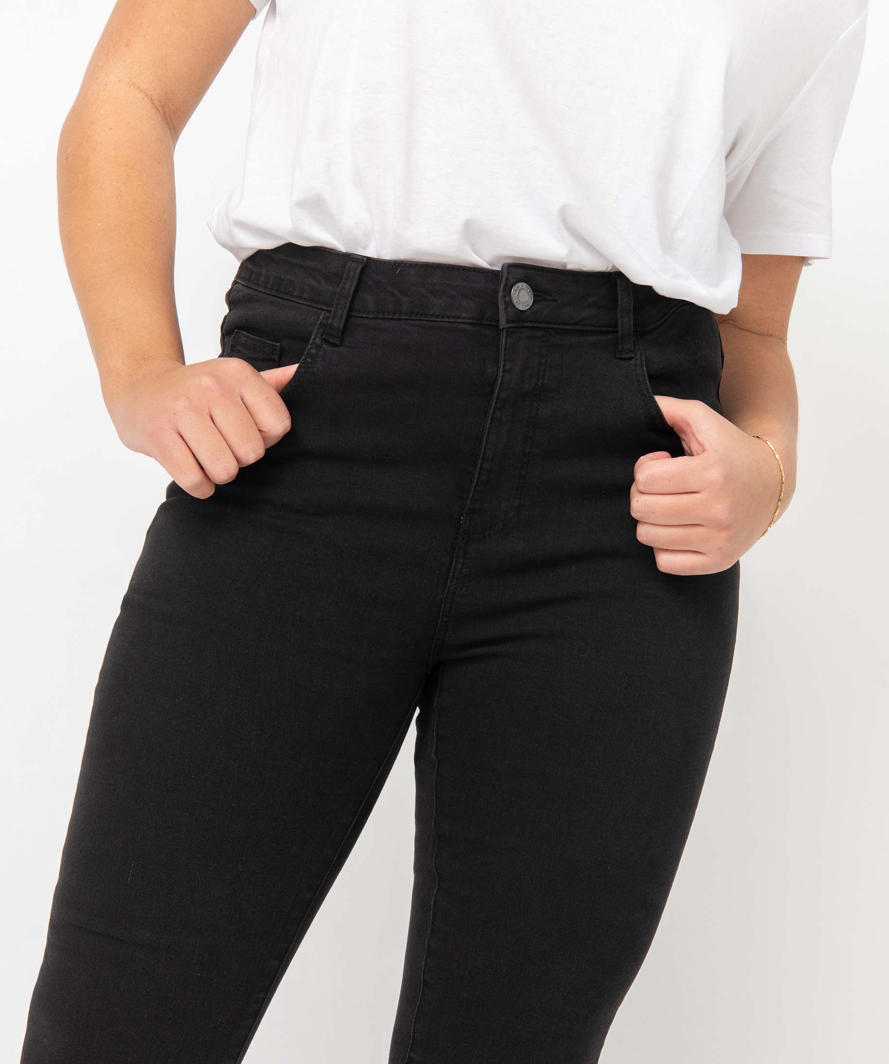 Jean femme coupe slim taille haute noir | GEMO