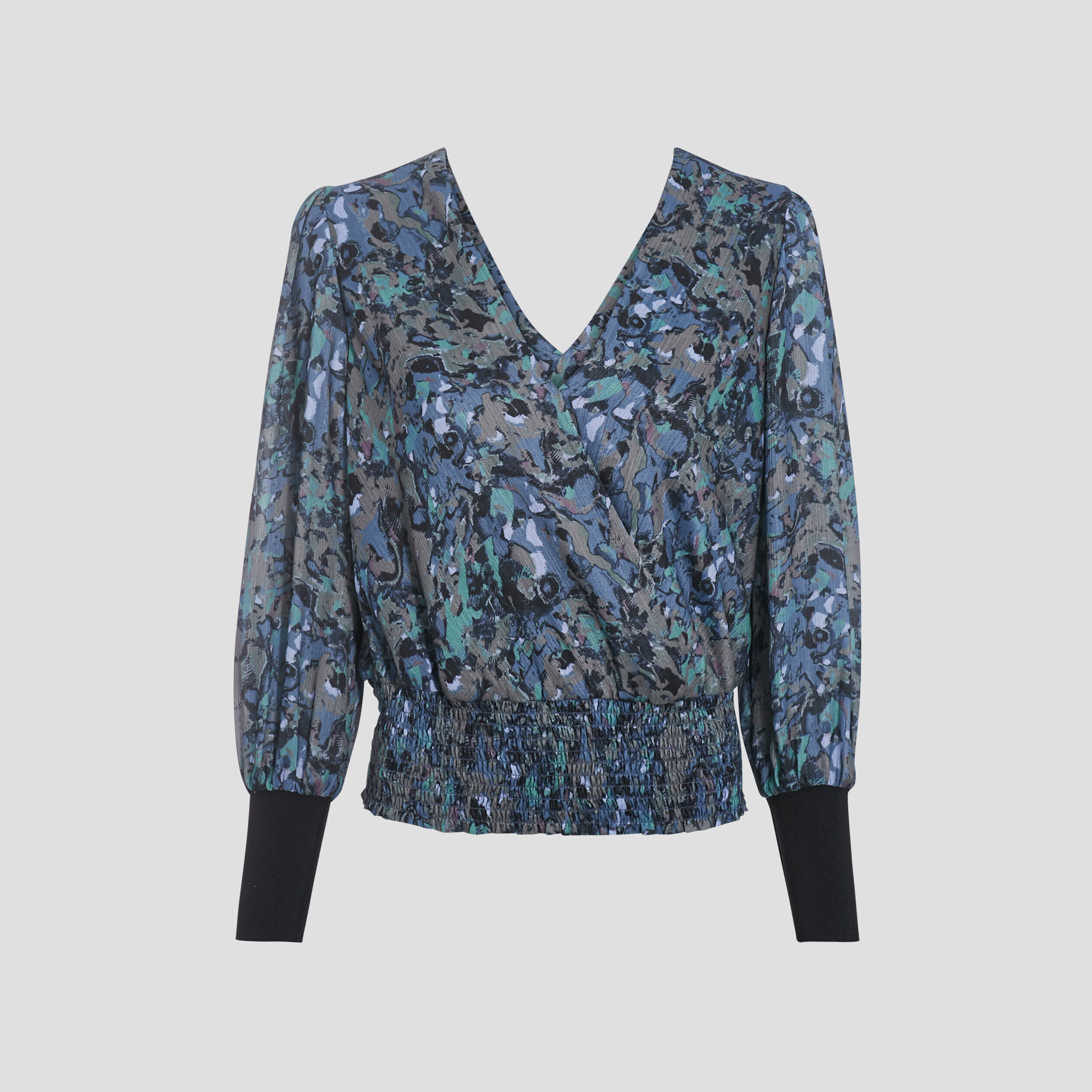 Blouse manches longues bleu canard femme | Cache Cache