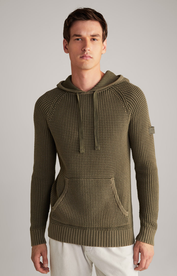Strick-Hoodie Hoodor in Oliv