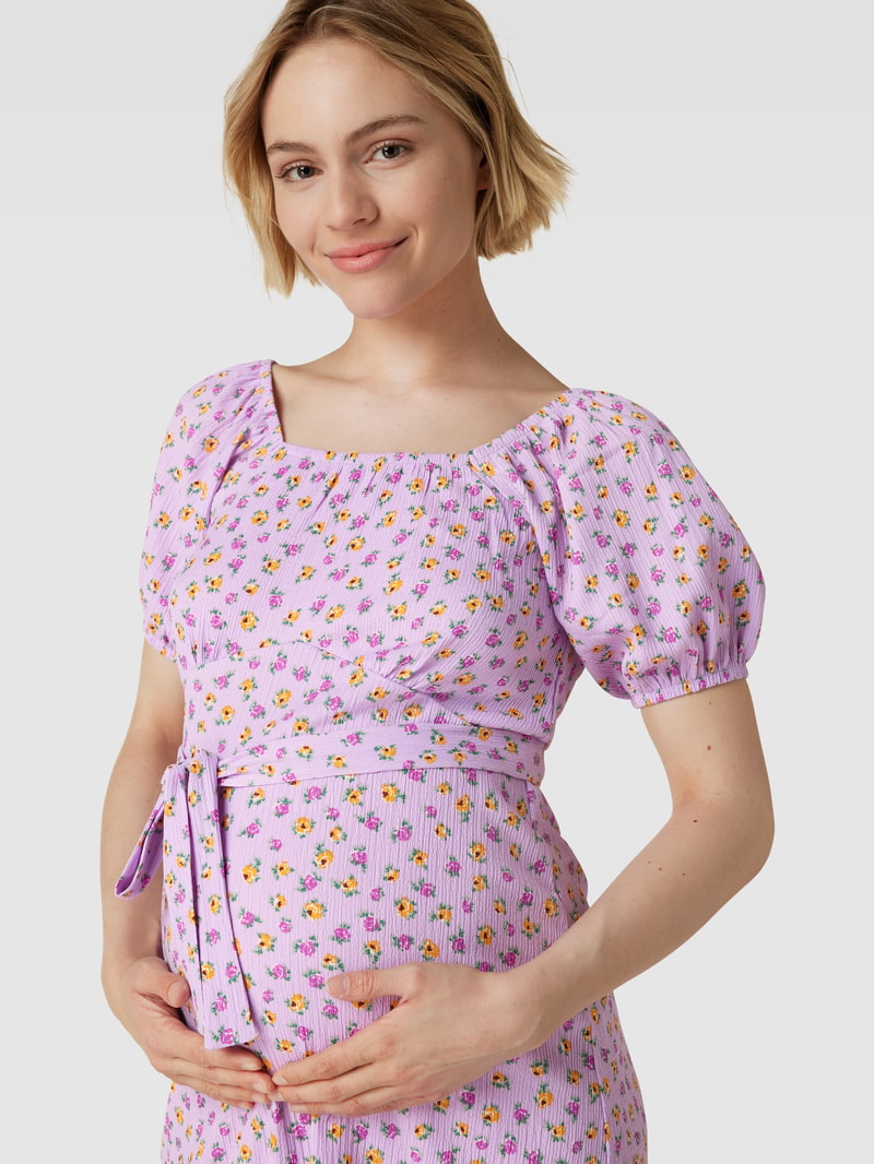 Umstands-Minikleid mit floralem Allover-Muster in flieder