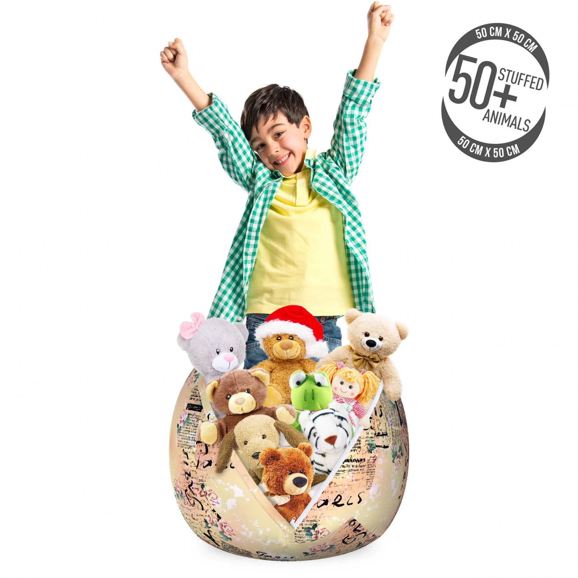 Abakuhaus Spielzeugtruhe Gefüllter Tier Organizer Waschbare Tasche für Kinder, Blassrosa Französisch-Beschriftung