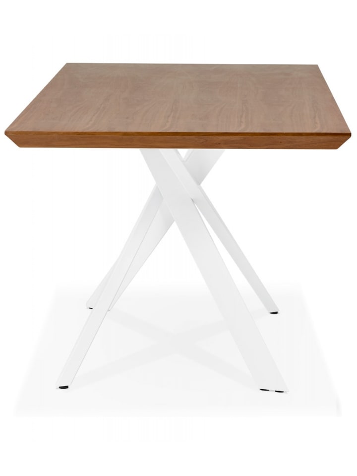 KADIMA DESIGN Esstisch aus Massivem Walnussholz mit X-förmigem Metallgestell in Braun-Weiß günstig kaufen onesize