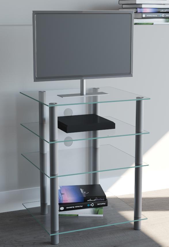 VCM my media Hifi-Möbel Bilus Silber/Klarglas