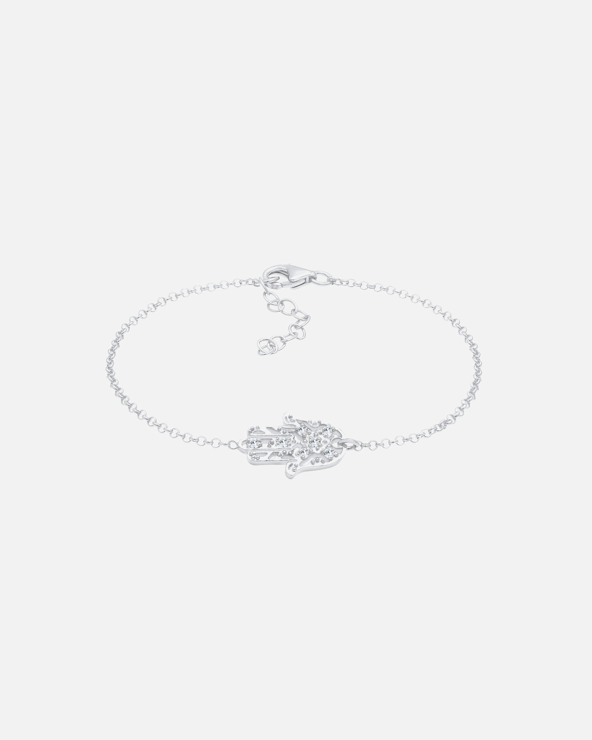 Bracciale Elli da donna con mano di Fatima e simbolo Hamsa, in argento sterling 925 con cristalli.
