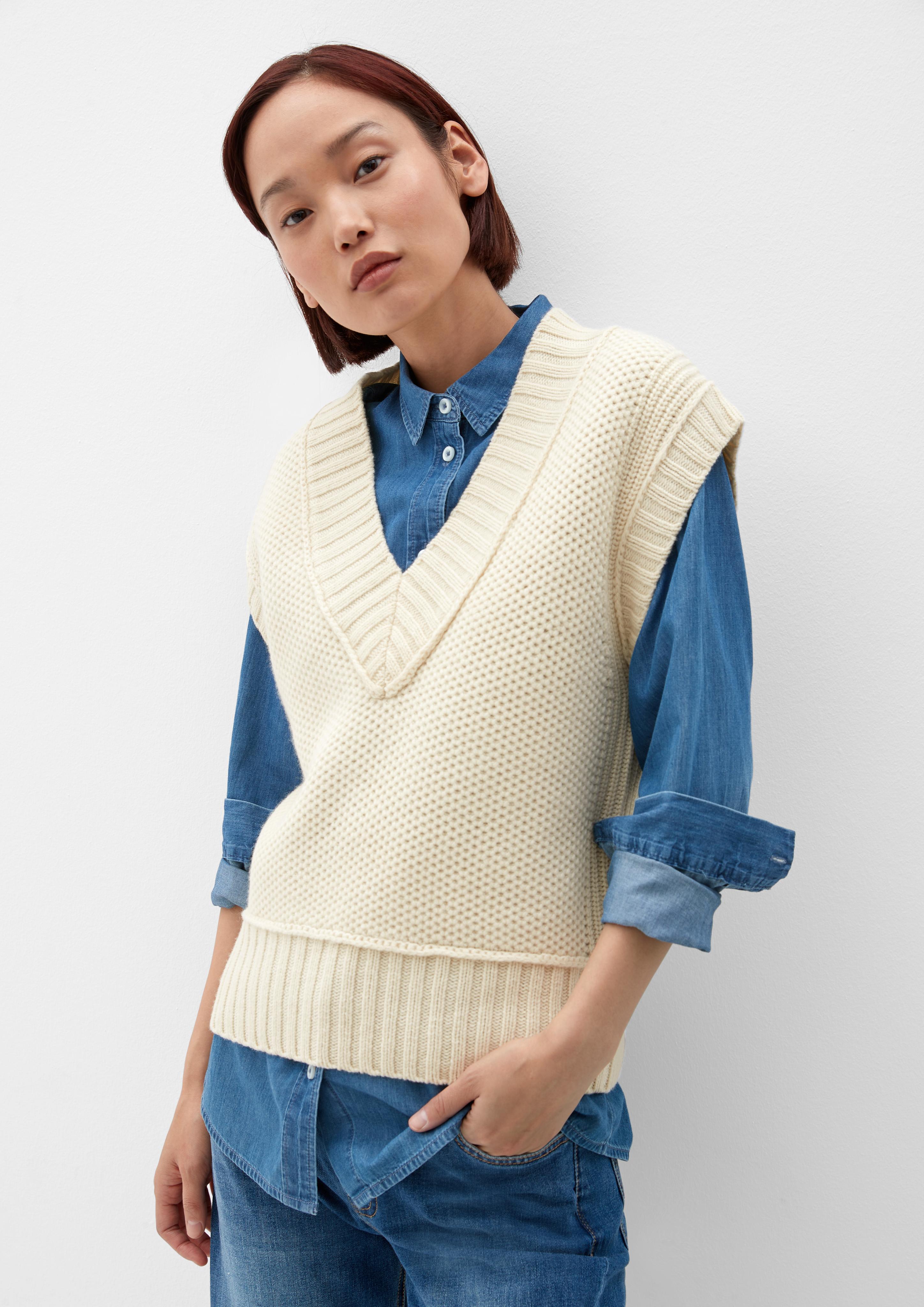 Kurzarm-Pullover aus Wolle  2121175-01Y8