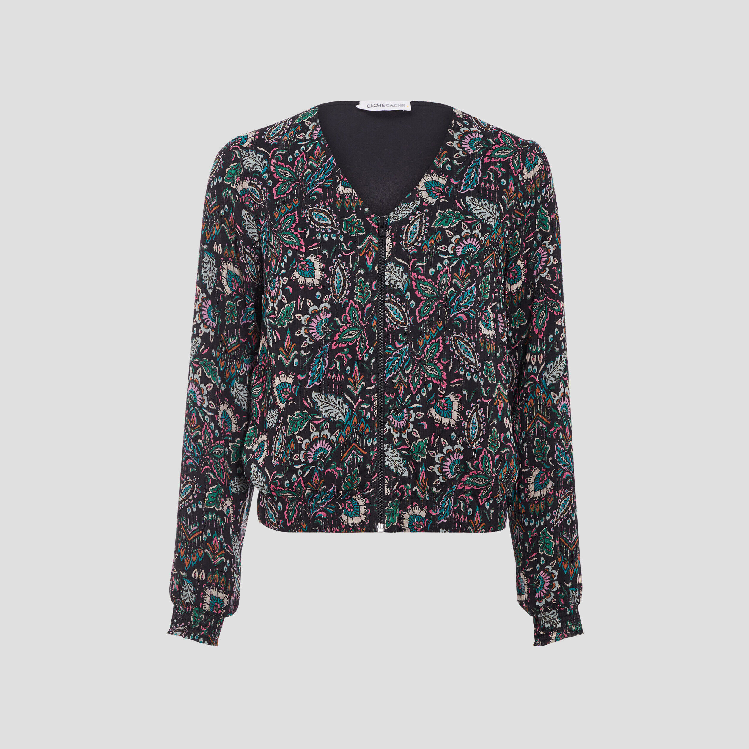 Veste teddy avec manches longues noir femme | Cache Cache