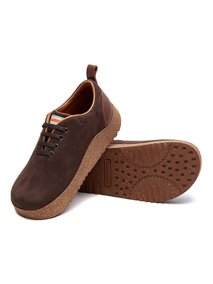 Comfortfusse Leder-Sneakers in Braun günstig kaufen