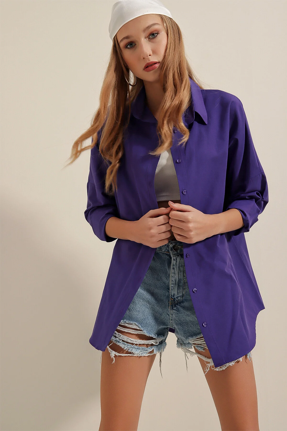 Bigdart  3900 Oversize-Lang-Basic-Hemd – Lila