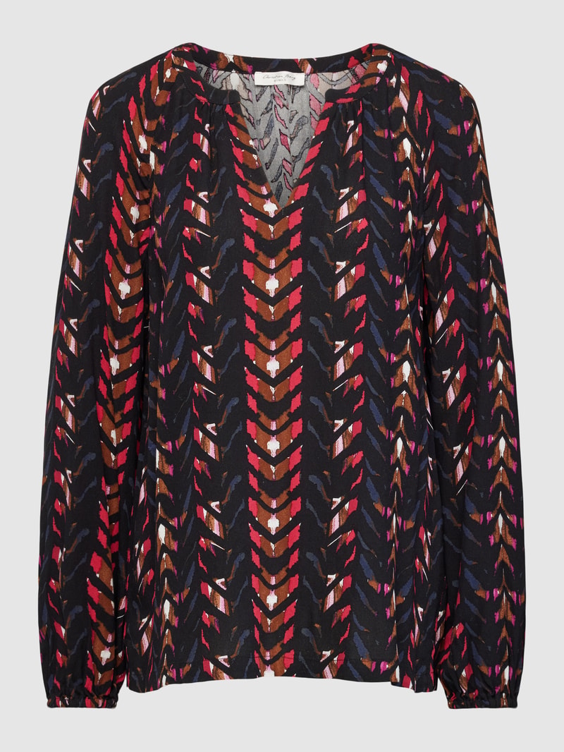 Bluse aus Viskose mit Allover-Muster in schwarz