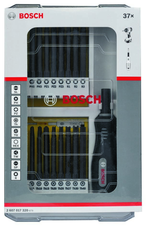 Bosch Blue Accessories 2607017320 37-piece 75mm Bit Set - can be used as a hand screwdriver