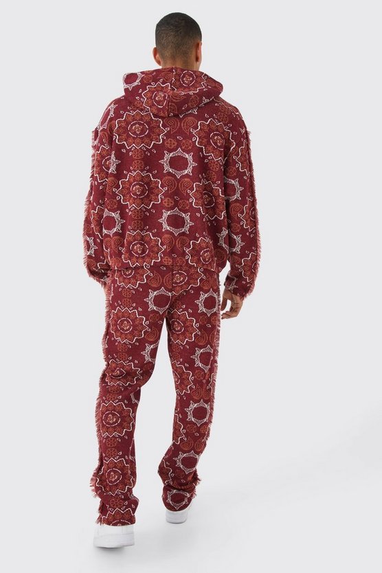 Oversize Jacquard Hoodie mit Fransen