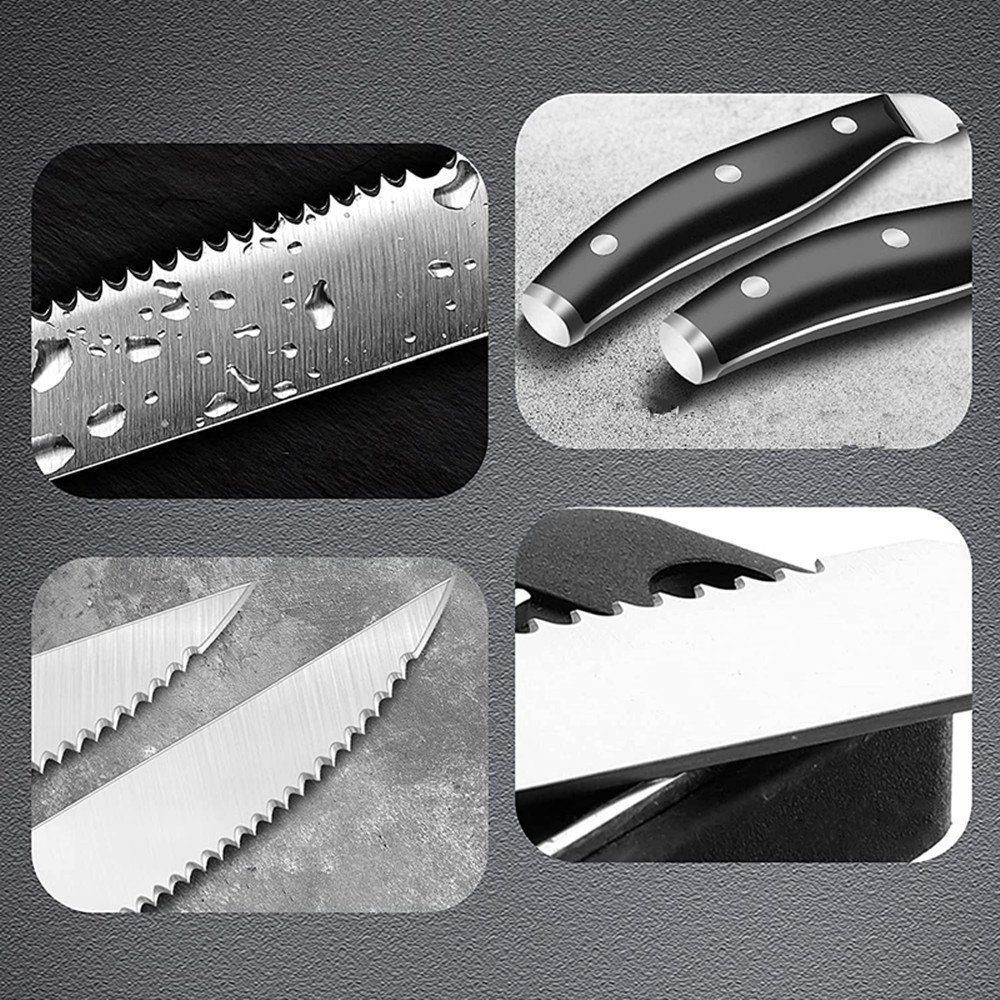 Coisini Steakmesser Edelstahl Pizzamesser Steakbesteck Set Fein Gezahnte (2 Stück)
