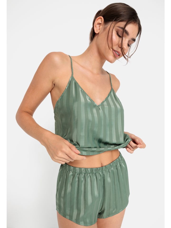 LSCN BY LASCANA Shorty in dunkles Tannengrün gestreift günstig kaufen