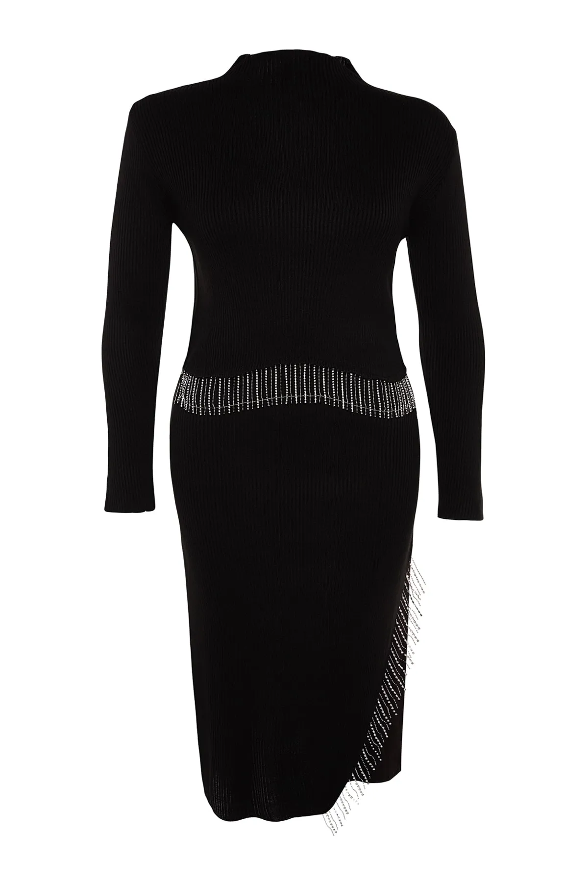 Trendyol Curve  Schwarzes Strickoberteil und -unterteil-Set mit Steindetail TBBAW24CP00000