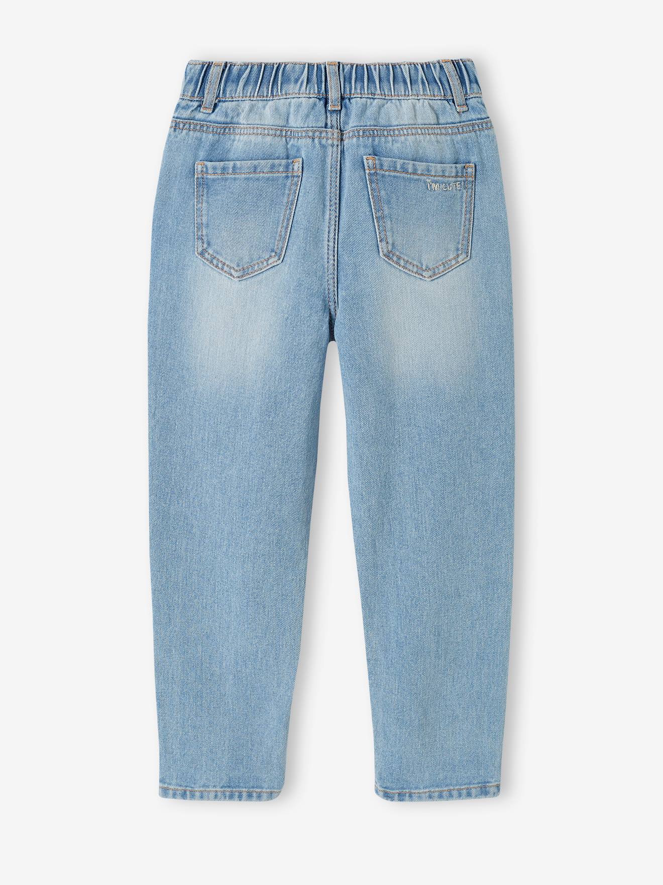 Vertbaudet Mädchen Mom-Fit-Jeans, WATERLESS Hüftweite REGULAR - jeansblau
