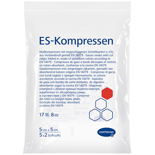 ES-KOMPRESSEN steril 5x5 cm 8fach  5X2 St  Kompressen