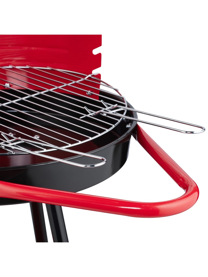 relaxdays Holzkohlegrill in Schwarz/ Rot - Ø 42 cm günstig kaufen onesize