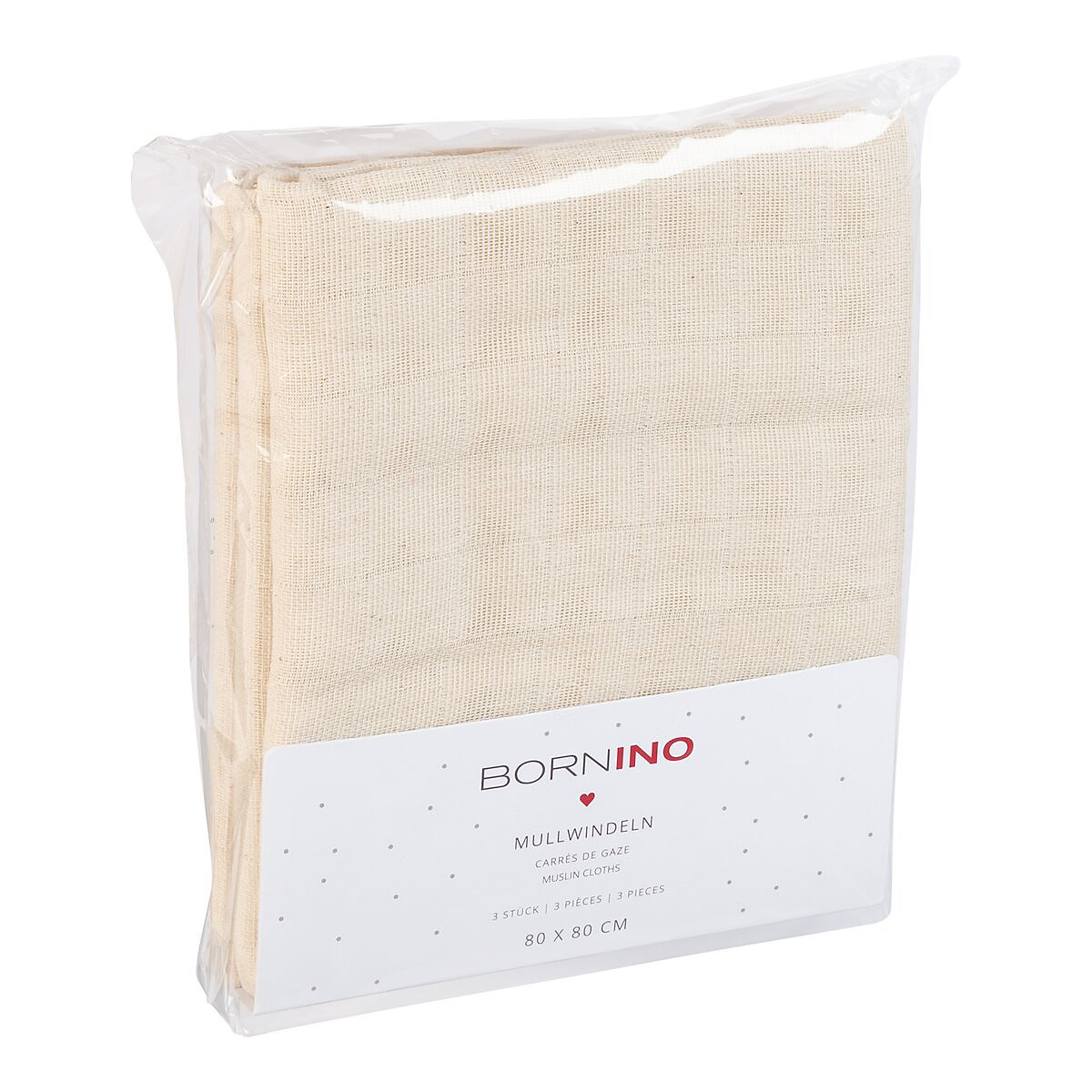 3er-Pack Mullwindel ungebleicht 80x80 cm