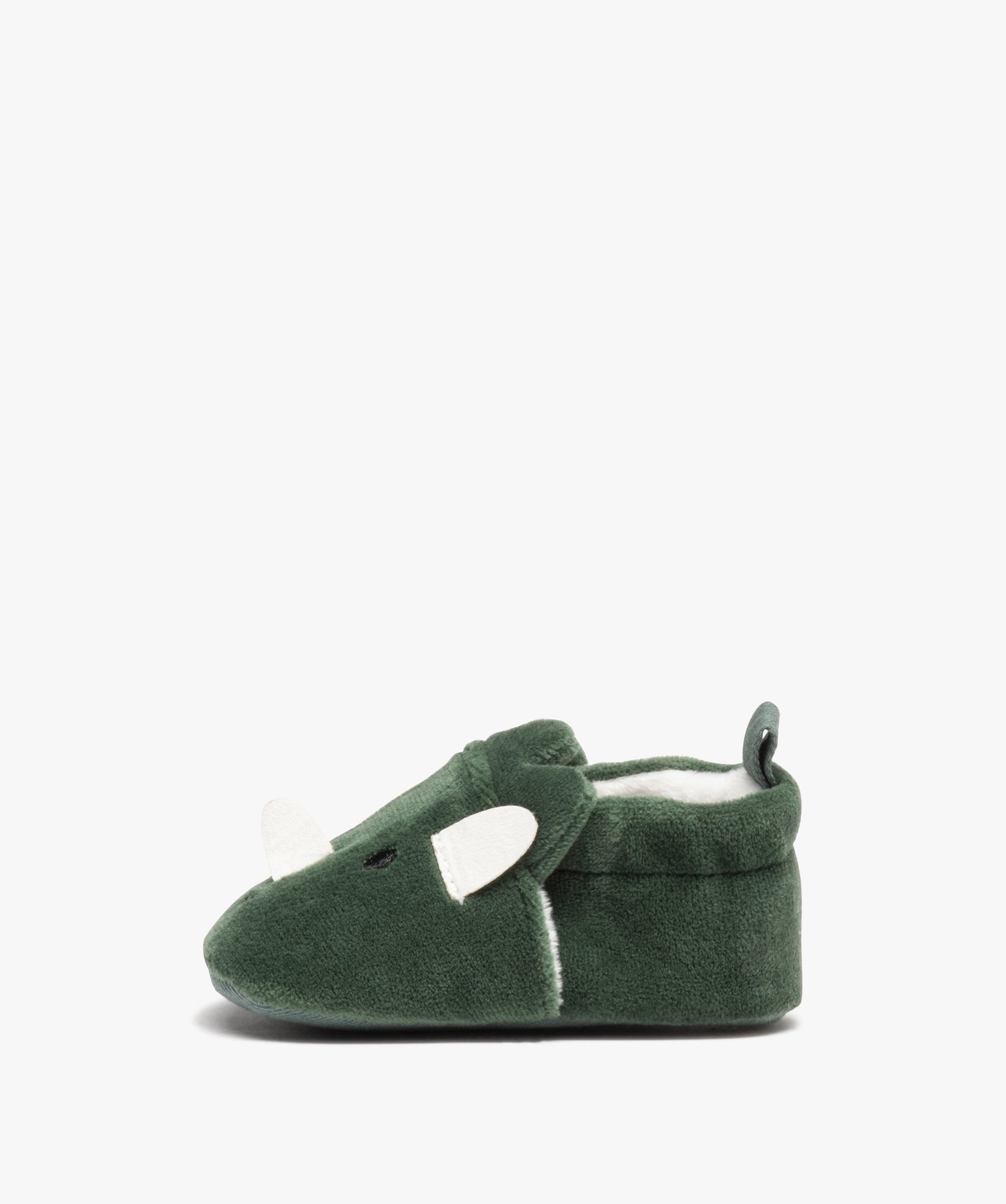 Chaussons de naissance en velours avec détails rhinocéros vert | GEMO
