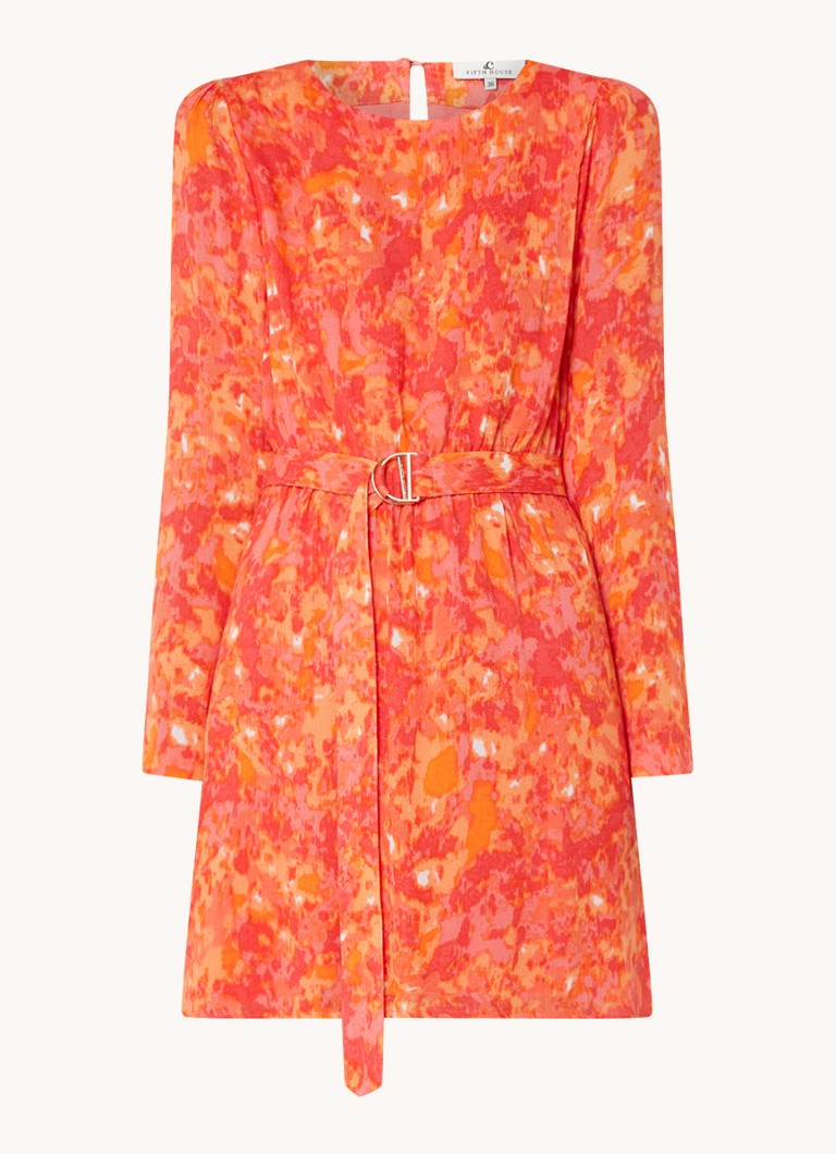 Vestido túnica corto con mangas abullonadas y lazo ajustable de Fifth House Avery