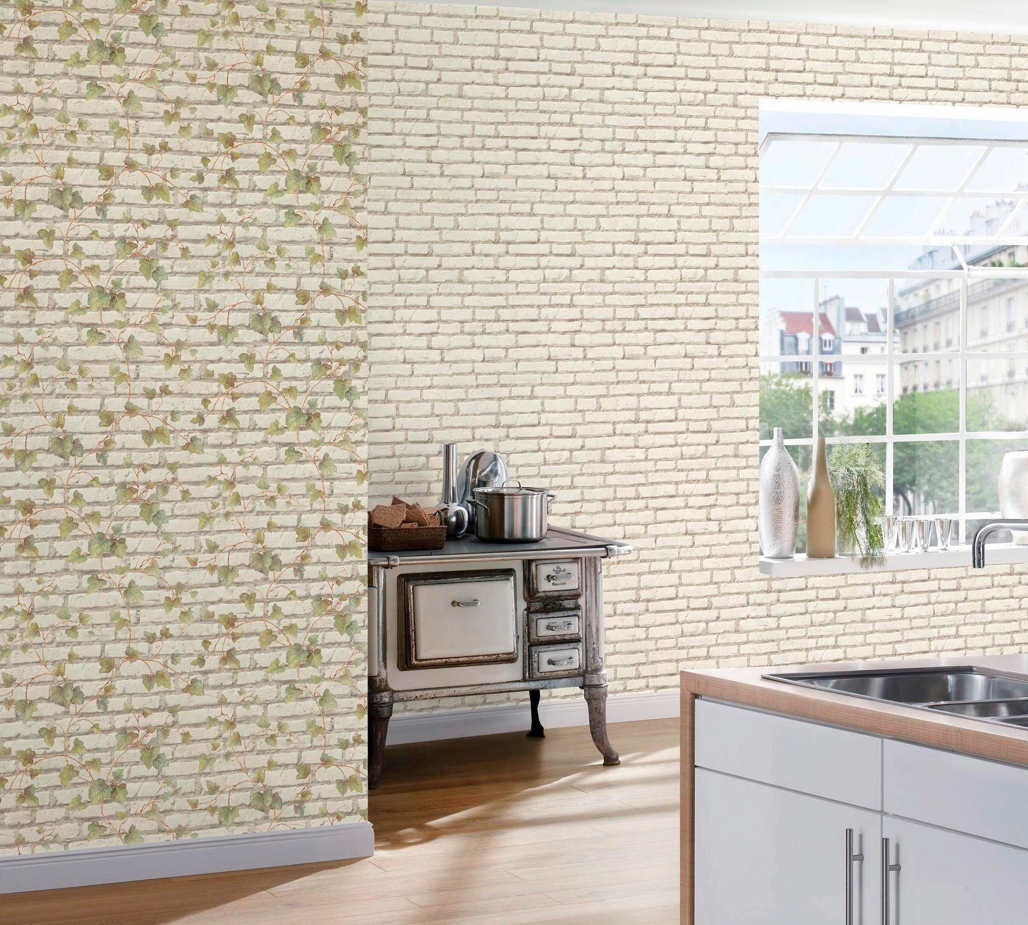 living walls Vliestapete Essentials, strukturiert, Steinoptik, realistisch, urban, (1 St), Uni Tapete Stein Grau Weiß