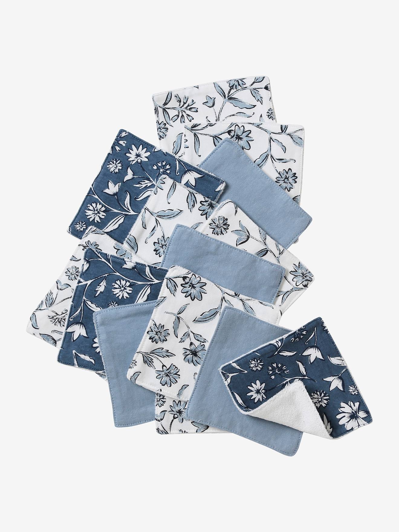 Vertbaudet Bio-Kollektion: 10er-Pack Baby Waschlappen mit Aufbewahrungsbeutel Oeko-Tex - farblich sortiert/provence