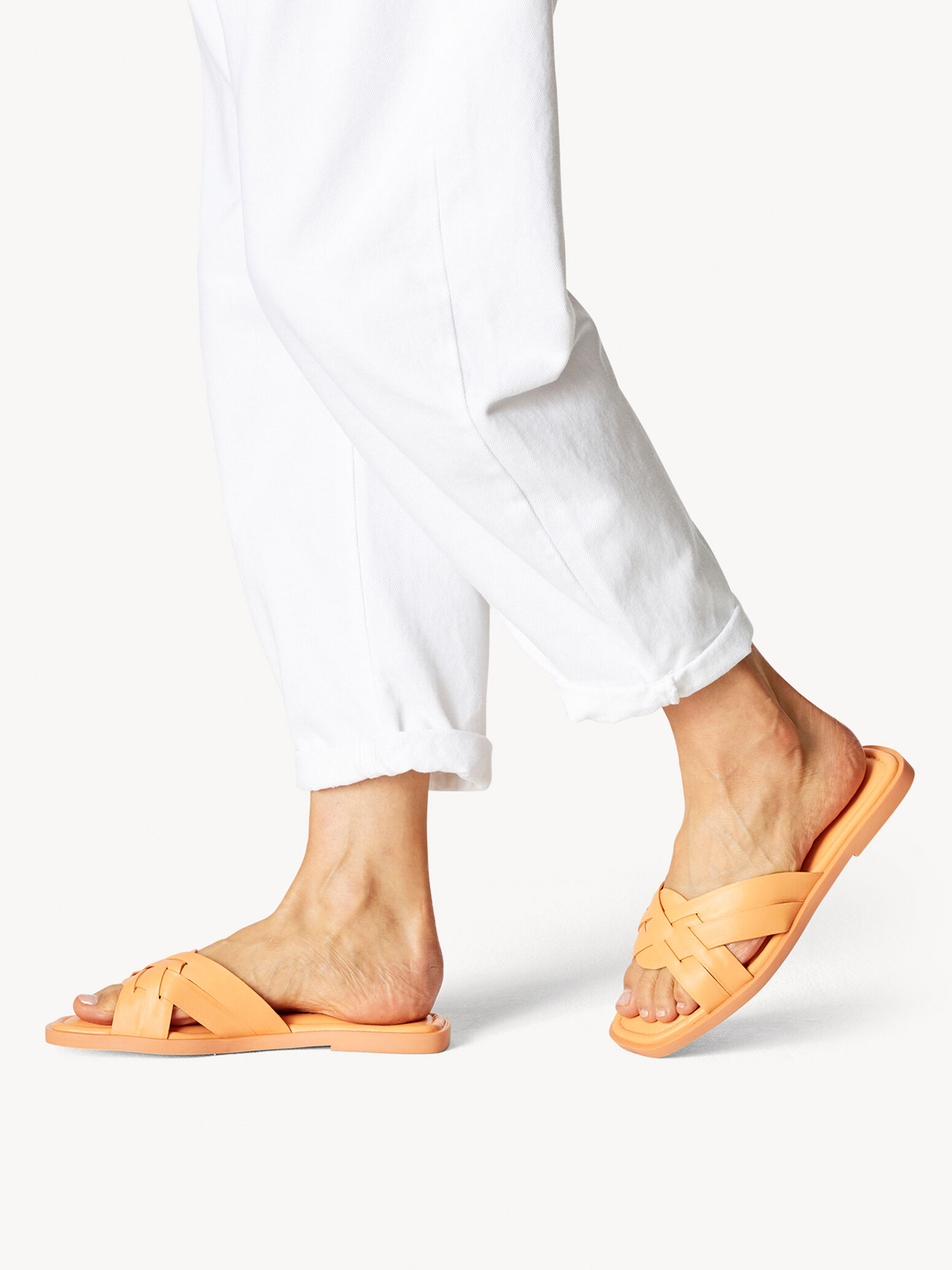 Mule en cuir - orange
