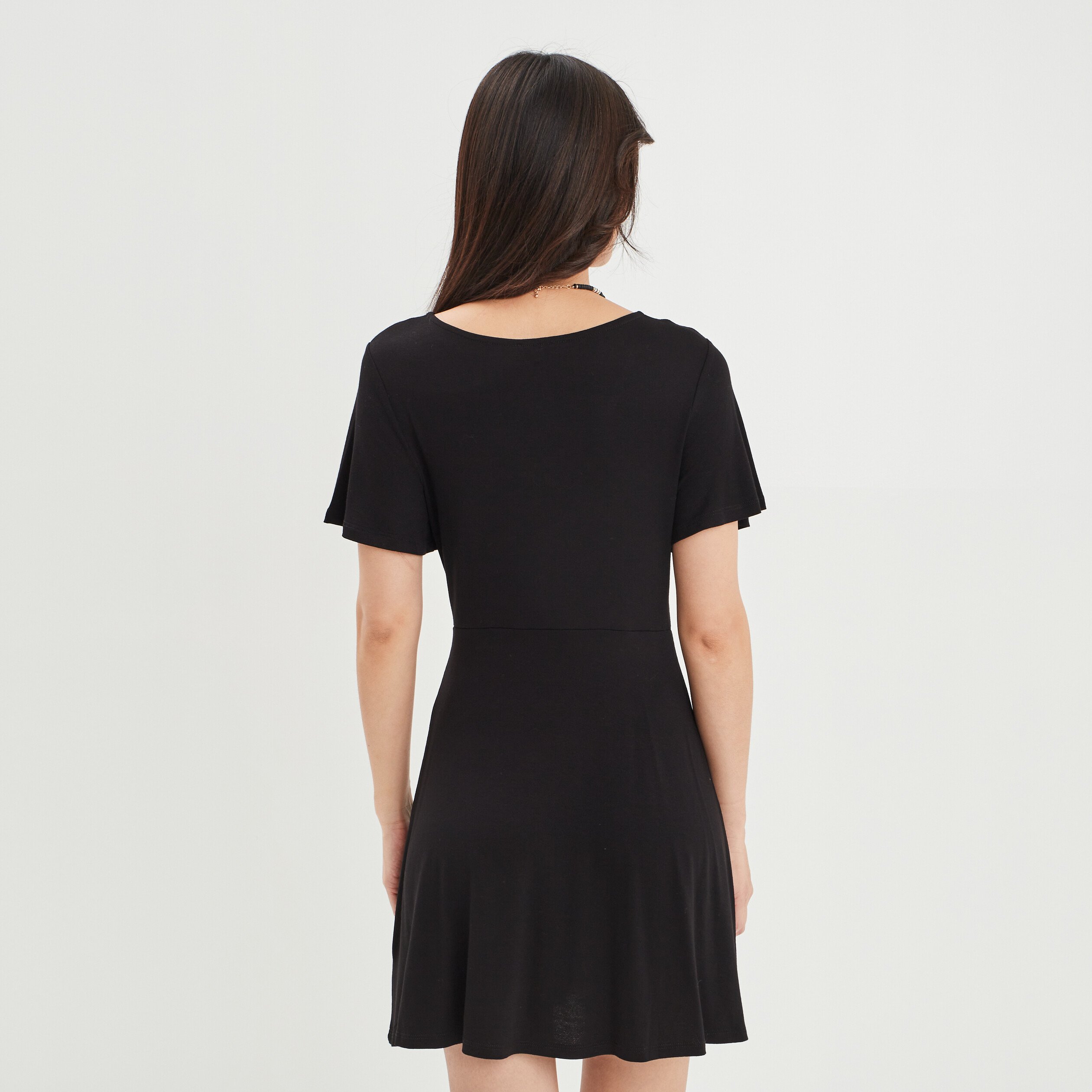 Robe patineuse manches courtes noir femme | La Halle