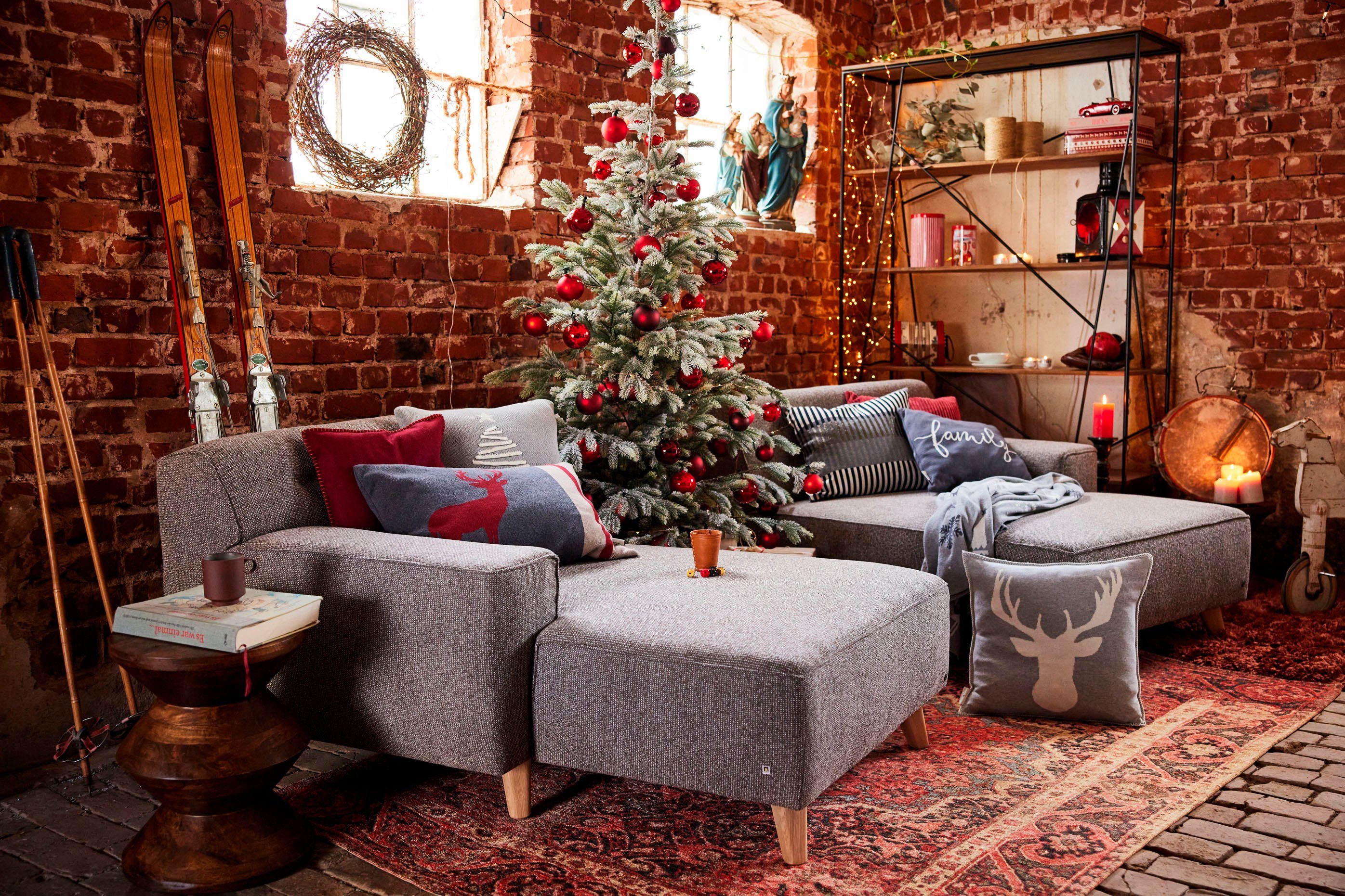 TOM TAILOR HOME Dekokissen Reindeer, aus hochwertiger Baumwolle, Kissenhülle ohne Füllung, 1 Stück