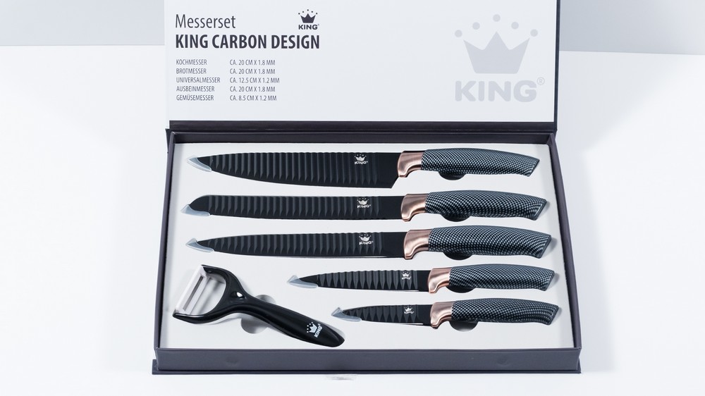 KING Messerset Carbon Design 5 Messer im Set inkl. gratis Schäler