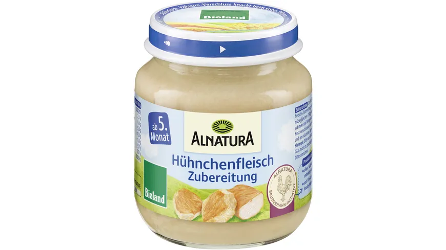 Alnatura Bioland-Hühnchenfleischzubereitung, Babygläschen (nach 4. Mon.) 125 g