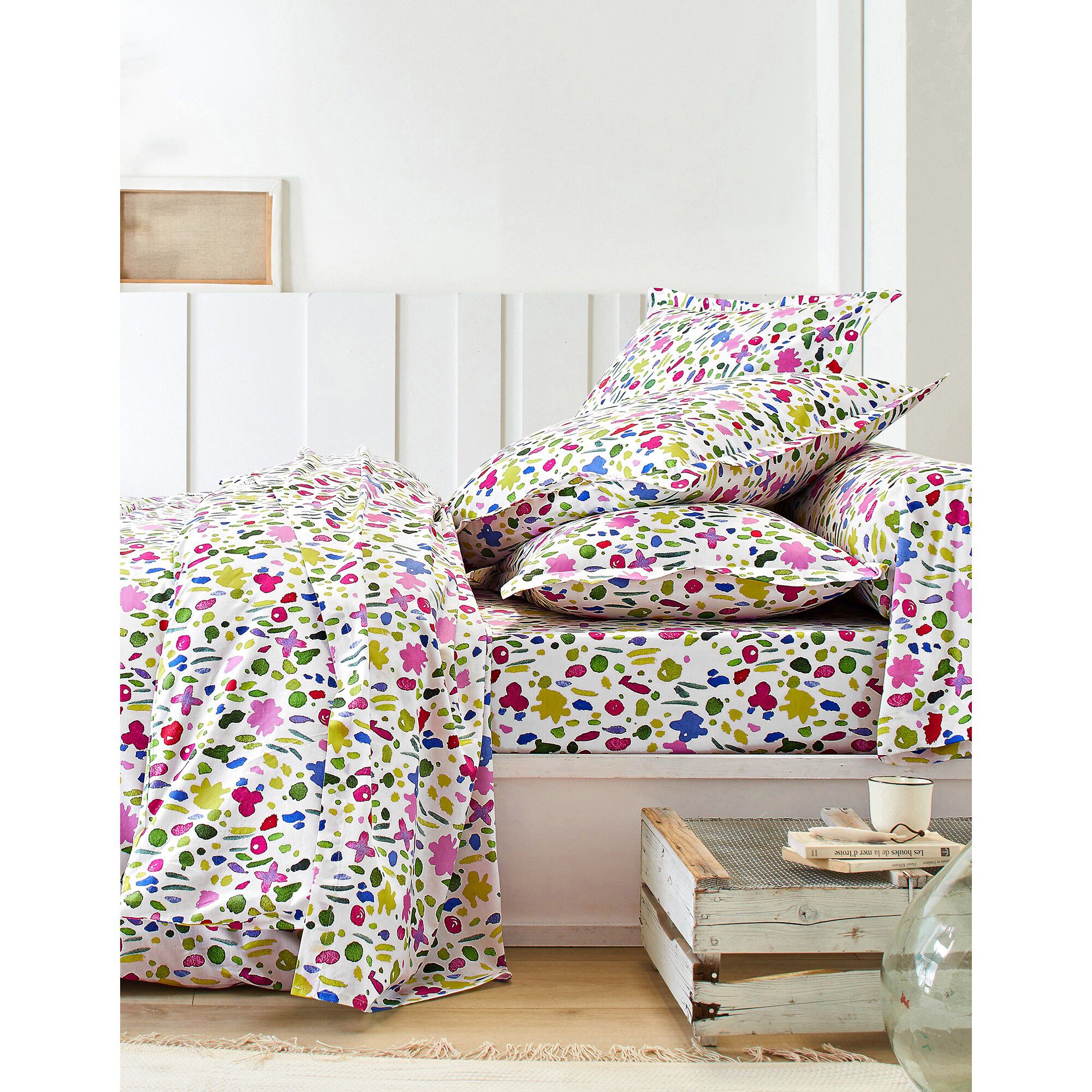 Linge de lit Aquarelle coton imprimé fleuri
