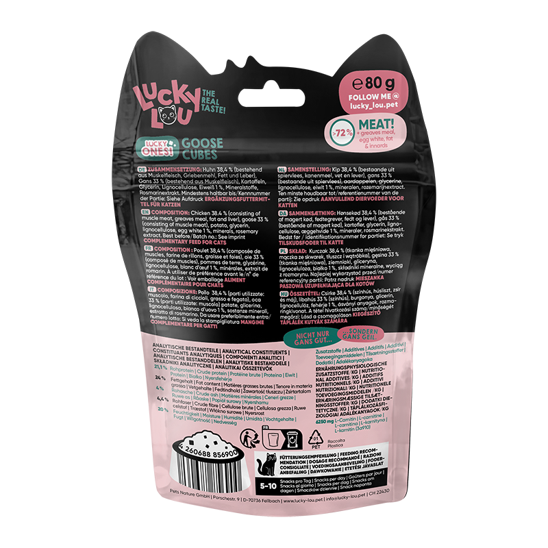 Lucky Lou Snacks Lucky Lou Lucky Ones Cubes 8x80g Huhn & Gans