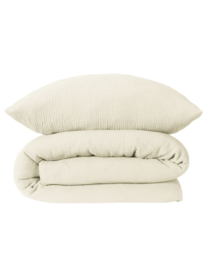 Schiesser Musselin-Bettwäscheset Molly in Offwhite günstig kaufen 135 x 200 cm