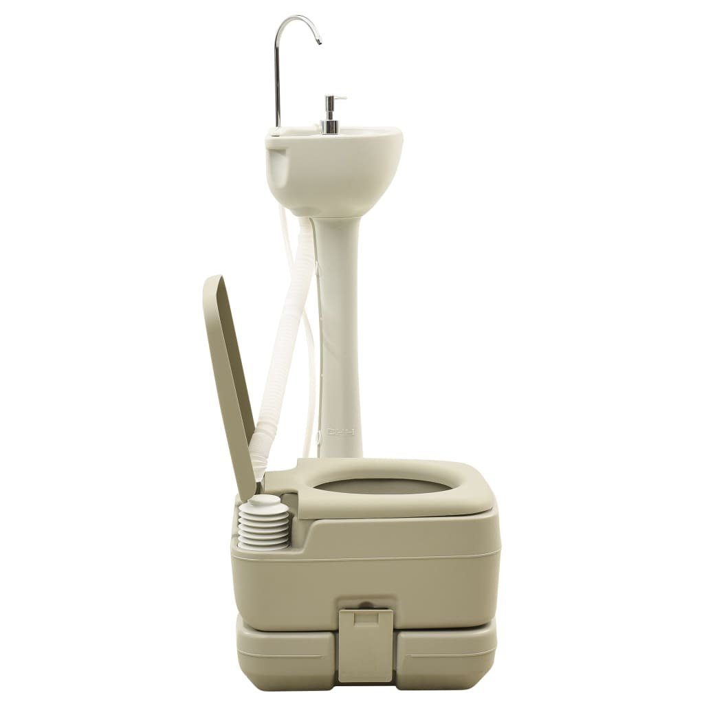 vidaXL Campingtoilette Campingtoilette 10 10L und Handwaschbecken 20L Set Tragbar Grau